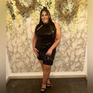 DALIA SEQUIN HALTER MINI BODYCON DRESS